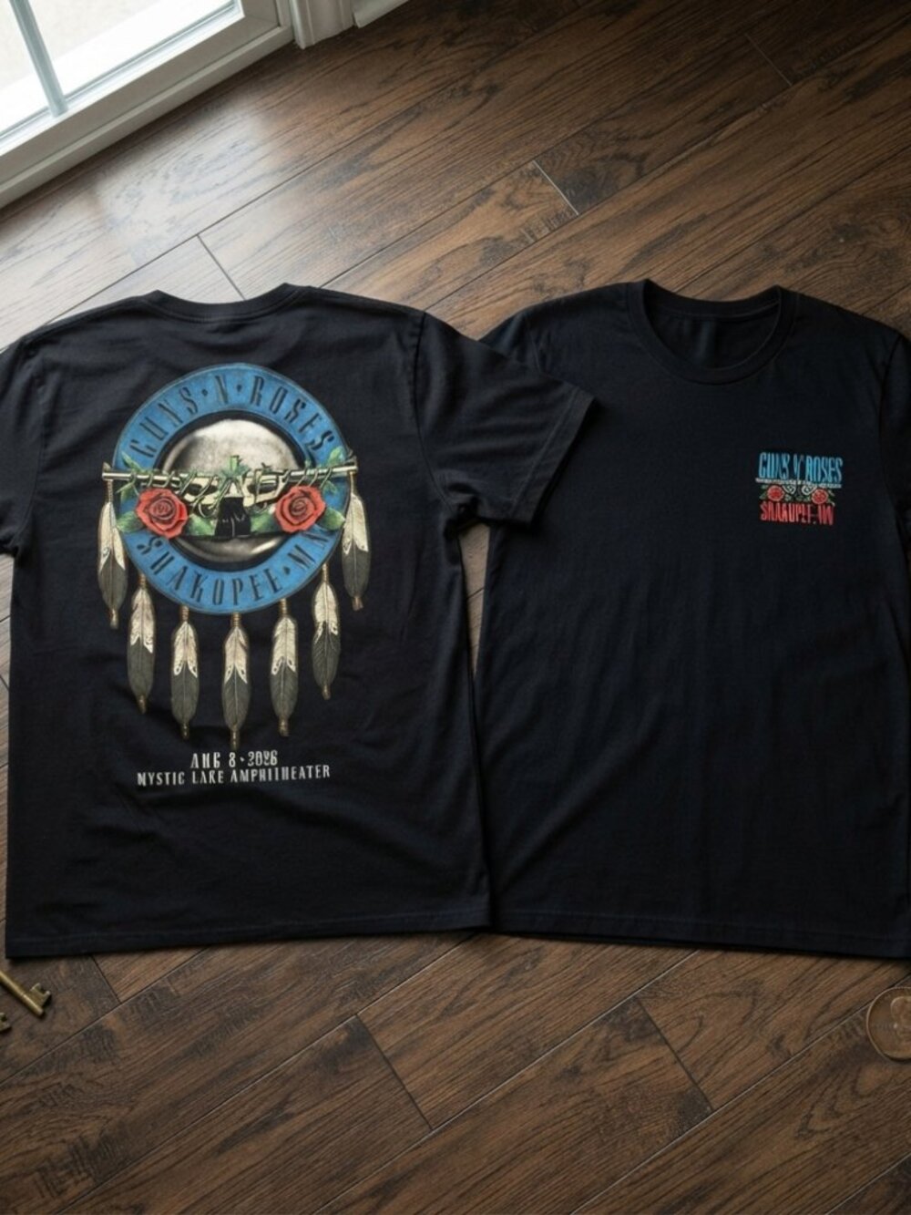 GunS N Roses Shakopee MN Mystic Lake Amphitheater 2026 Tour Black T-Shirt